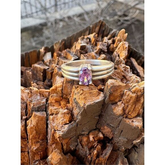 Ring, Purple Cubic Zirconia Ring, NEW, size 7.5, Handmade, CZ, Artisan - Picture 2 of 7